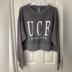 UCF Central Florida Knights Faded Grey Ribbed Crop Sweatshirt size Medium